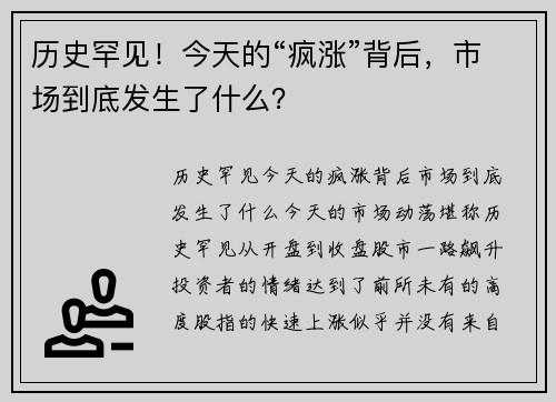 历史罕见！今天的“疯涨”背后，市场到底发生了什么？